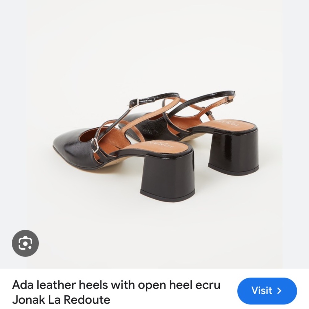 Jonak Paris leather square toe slingback open back Mary Jane babies block heels - Picture 3 of 13
